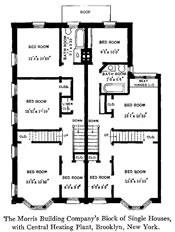 Floor-plan Drawing:
The Morris Building Company's Block of
Single Houses, with Central Heating Plant,
Brooklyn, New York.