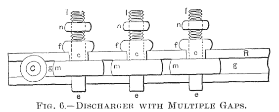 FIG. 6.&mdash;DISCHARGER WITH MULTIPLE GAPS.