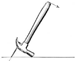 FIG. 102.&mdash;The hand exerts a small force over a long
distance and draws out a nail.