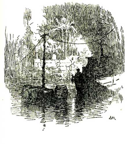 A magic vignette of palms, Eastern buildings and a large
South Western Railway engine.