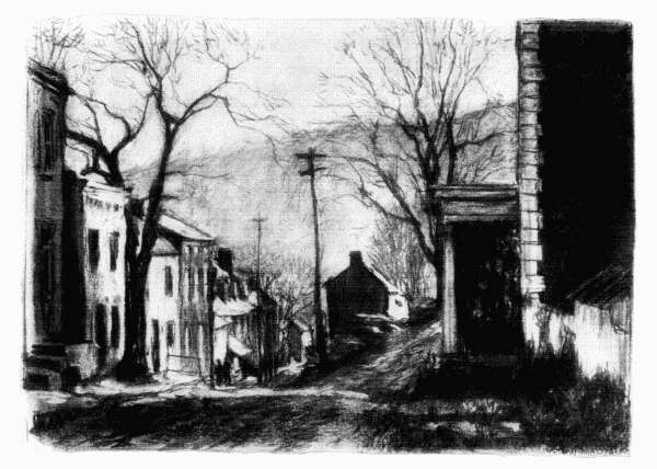 Harpers Ferry is an entrancing old town; a drowsy place piled up beautifully yet carelessly upon terraced roads
clinging to steep hillsides