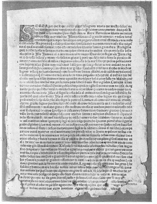 Facsimile of the first page of the folio (first) edition
of the Spanish text of Columbus's letter to Santangel, describing his
first voyage, dated February 15, 1493. From the original (unique) in the
New York Public Library (Lenox Building).