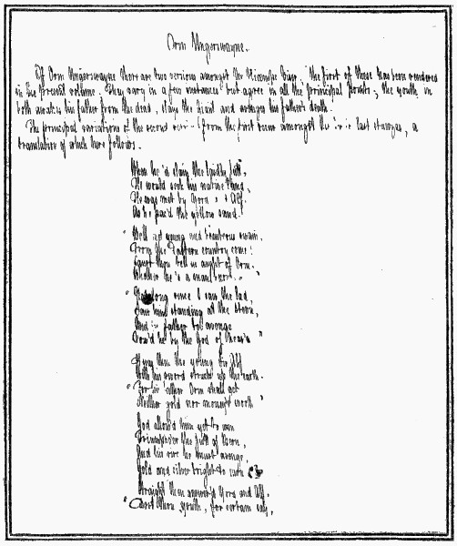 A PAGE OF THE MANUSCRIPT OF BORROW'S SONGS OF
SCANDINAVIA&mdash;AN UNPUBLISHED WORK