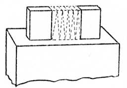 Fig. 136.&mdash;Cutting Wedges
    from Waste of Haunching.