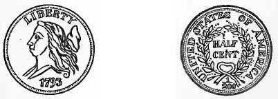 LIBERTY 1795 half cent coin