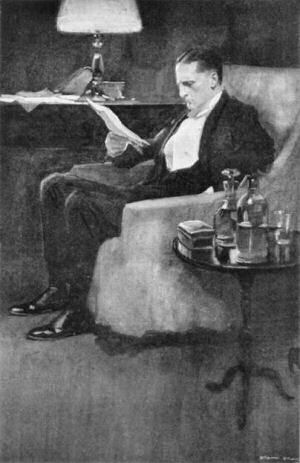 "Finally ... he cut the envelope and seated himself
beside the lamp."