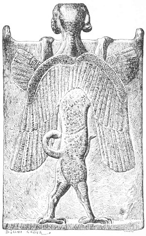 Fig. 161.&mdash;Plaque of chiselled bronze. Obverse. From the
Revue arch&eacute;ologique.