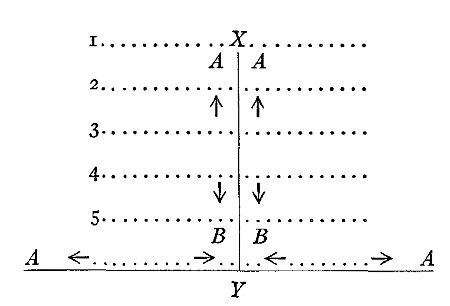 Fig. 4.&mdash;A = tendency to approach; B = tendency to
withdraw; 1, 2, 3, 4, 5 = distance defining levels of accommodation; X
= superordination; Y = subordination.