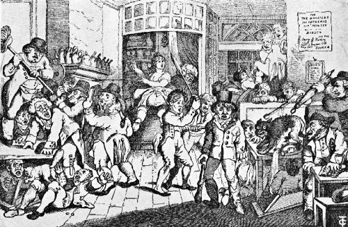 "Mad Dog in a Coffee House"&mdash;Caricature by Rowlandson