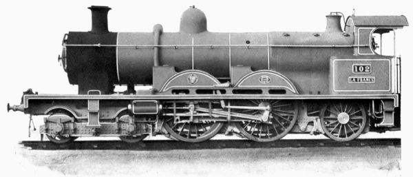 [By permission of "Great Western Railway Magazine."

"LA FRANCE"&mdash;POWERFUL NEW GREAT WESTERN RAILWAY ENGINE.