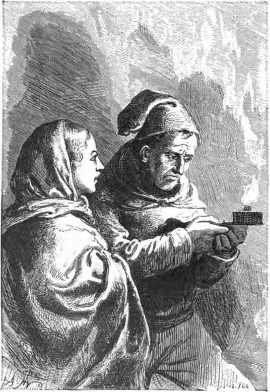 despair and determination were struggling in his
rough features for the mastery.