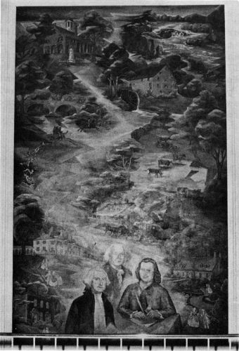 Mural at the Central Staircase, Fairfax County
Courthouse. Painted in 1954 by Esther L. Stewart.