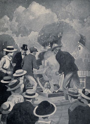 "There was a rush for the open hatchway and a chorus of
excited voices"