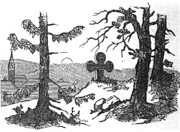 In the cherry-copse is a stone cross, where the
gamekeeper was slain.