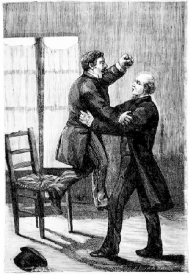 Il le fit basculer, l'enleva et le lan�a � demi asphyxi�
sur une chaise.