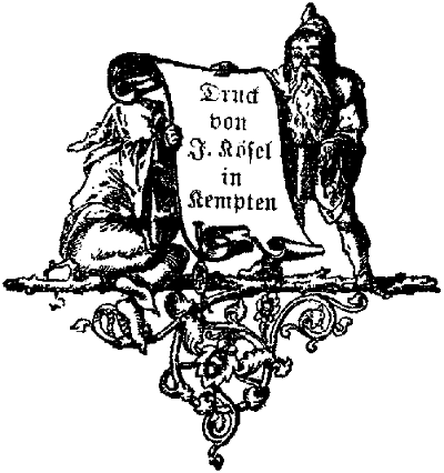 Druck von J. K&ouml;sel in Kempten