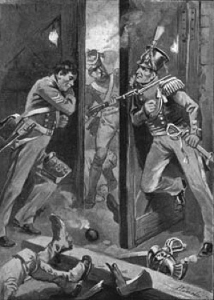 The heavy doors were swung together, and—Hougomont
was saved.