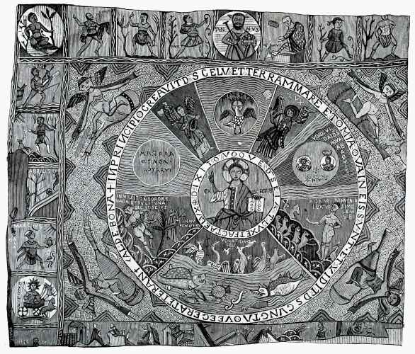 TAPESTRY AT THE CATHEDRAL OF GERONA; REPRESENTING THE
CREATION, &C.&mdash;SPANISH, 11TH CENTURY. To face p. 267.