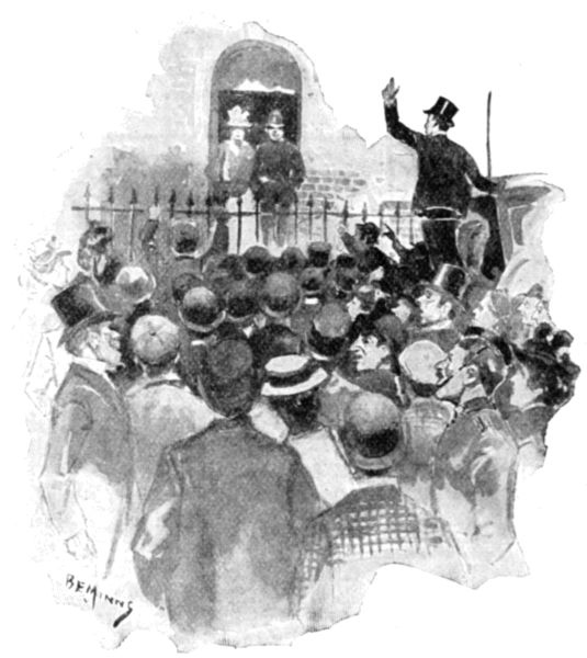 "THE CROWD SWAYED EXCITEDLY AS SUSIE APPEARED WITH THE
CONSTABLE."