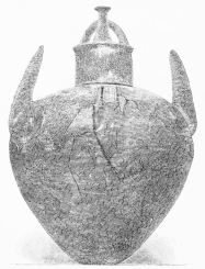 No. 32. The largest of the Terra-cotta Vases found in the
Royal Palace of Troy. Height 20 inches. The Cover was found near it.