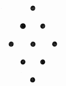 nine dots
in a tall diamond shape