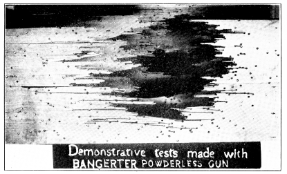BANGERTER’S POWDERLESS GUN.

View of Targets Which Thousands of Bullets Have Pierced.

Thickness of the Targets, 2½ inch. Time, 20 seconds.