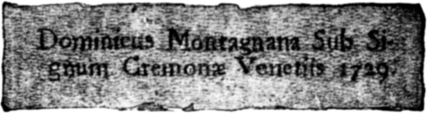 Dominicus Montagnana Sub Si-|gnum Cremon&aelig; Venetiis 1729.