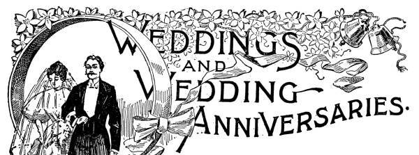 Weddings and
Wedding Anniversaries.