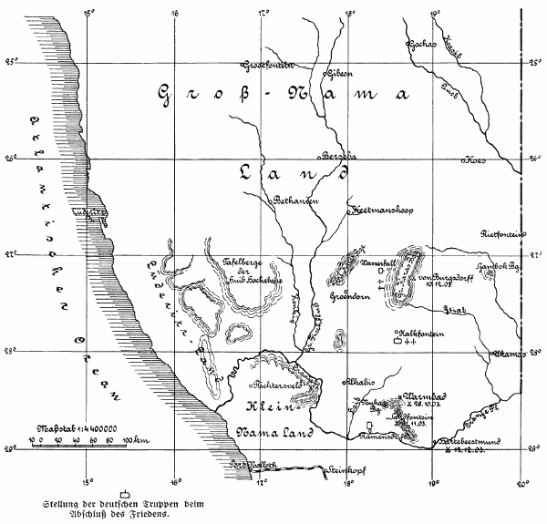 Stellung der deutschen Truppen beim Abschlu� des Friedens.